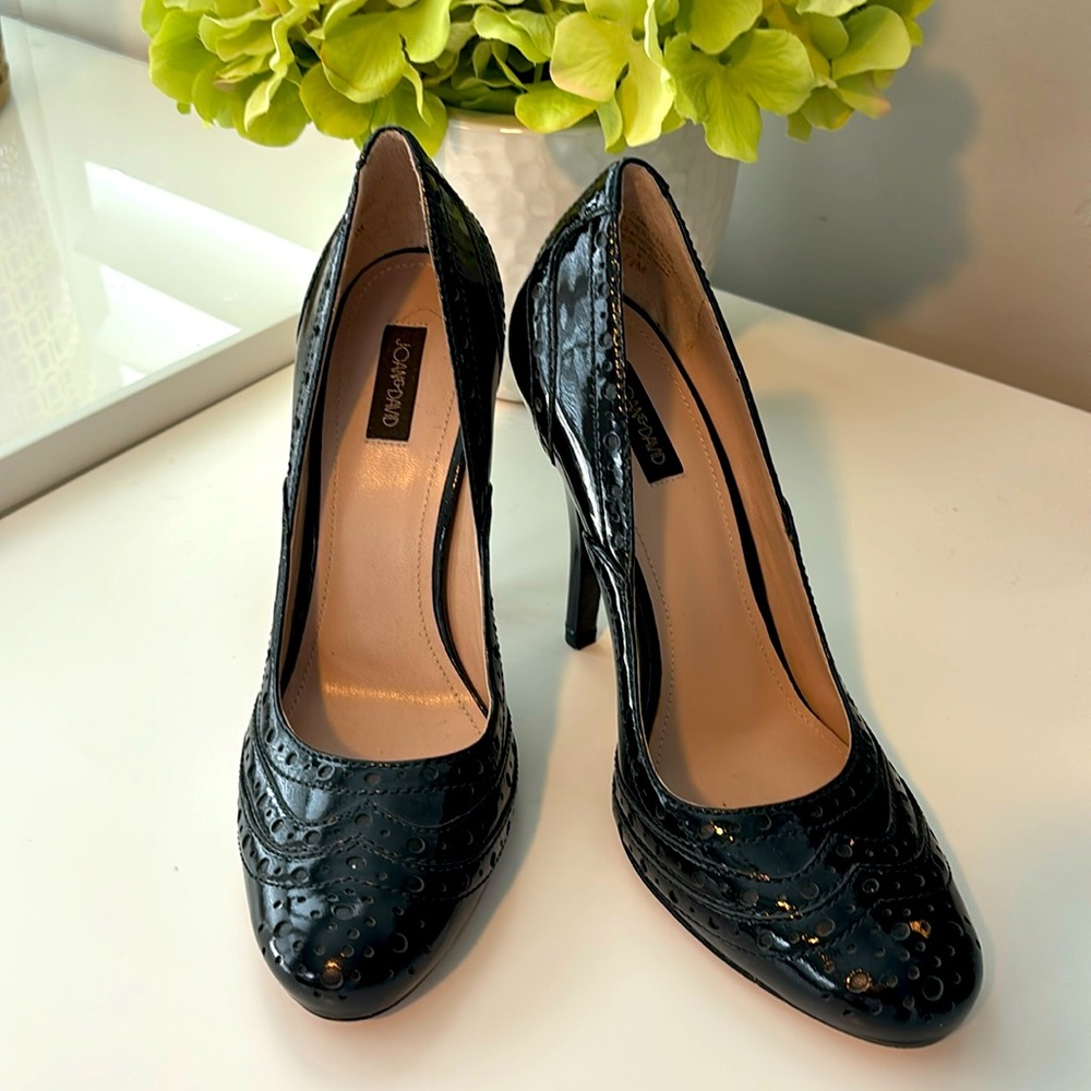 Joan & David Black Patent Leather Pumps Heels 7.5